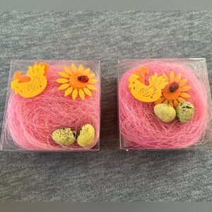 Easter basket craft grass pink holiday felt DIY two‎ boxes colorful spring